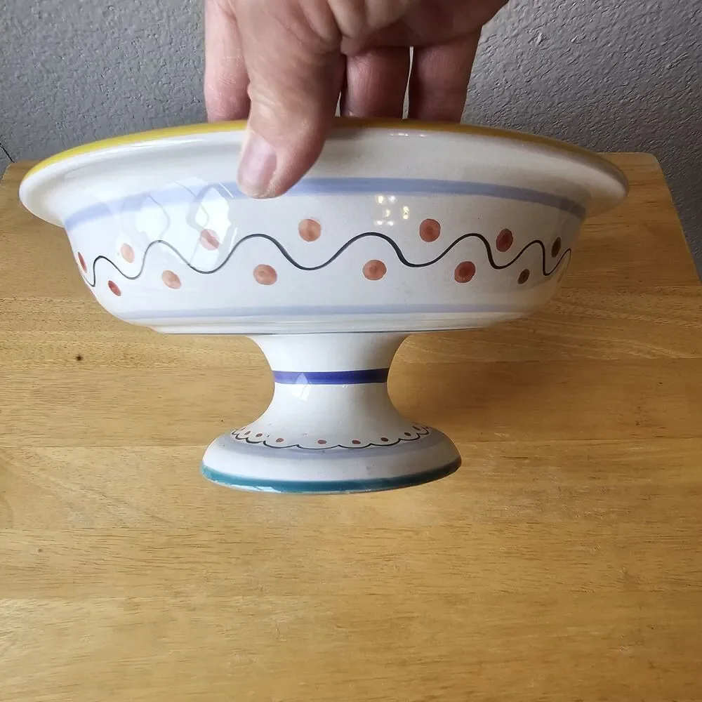 Deruta Ceramiche Italy Majolica Pedestal Compote Fruit Bowl Hand Painted